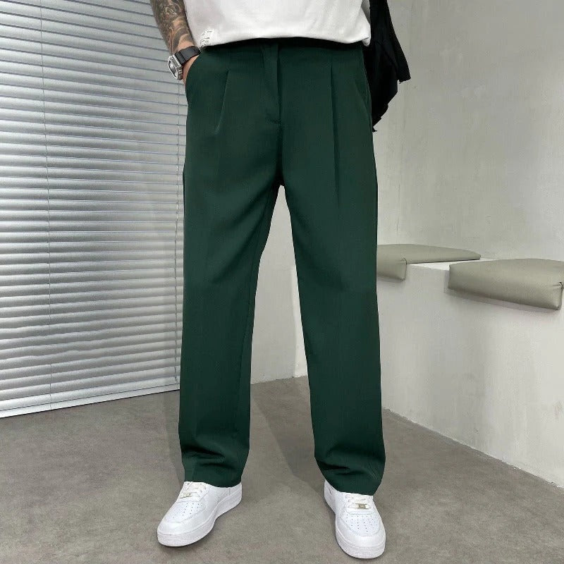 Men’s Wide Leg Pleated Trousers | Modern Relaxed Fit Dress Pants