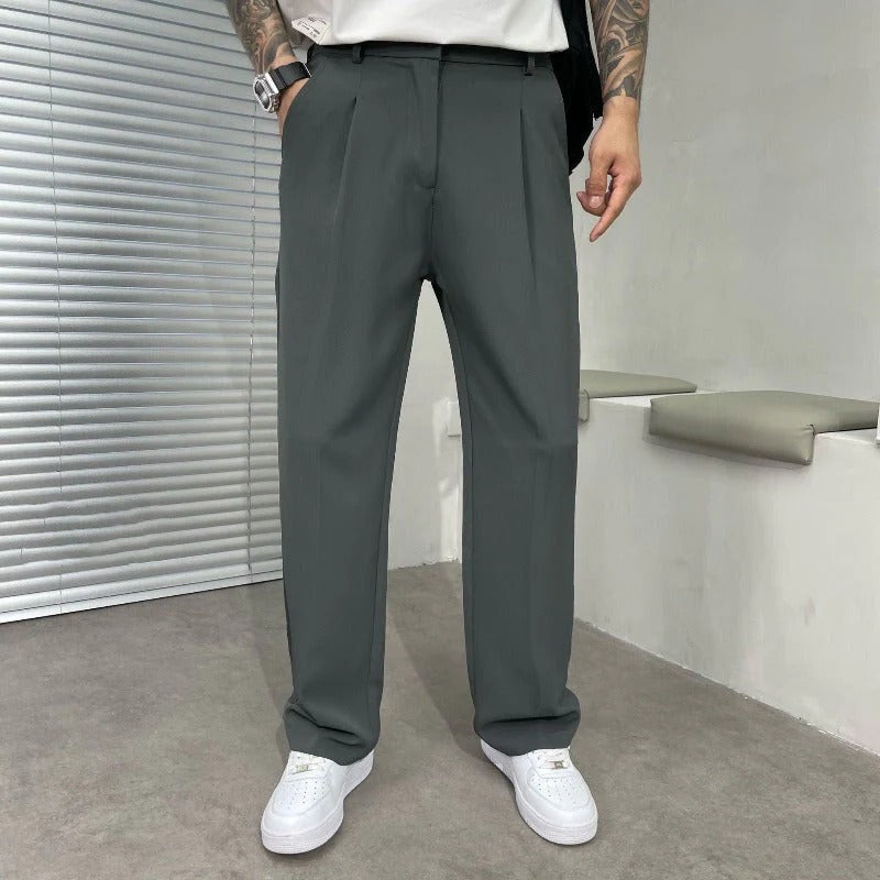 Men’s Wide Leg Pleated Trousers | Modern Relaxed Fit Dress Pants