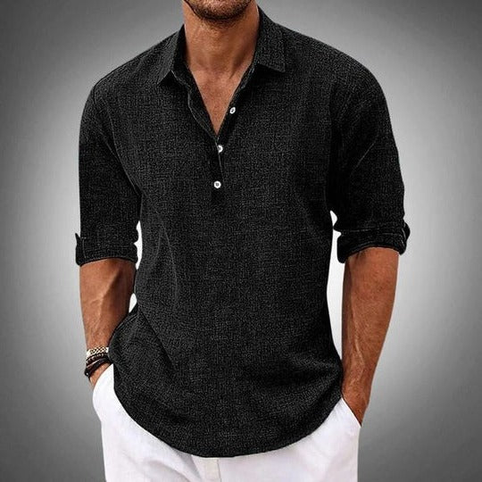 Casual Linen Shirt for Men | Half Button Collar Relaxed Fit