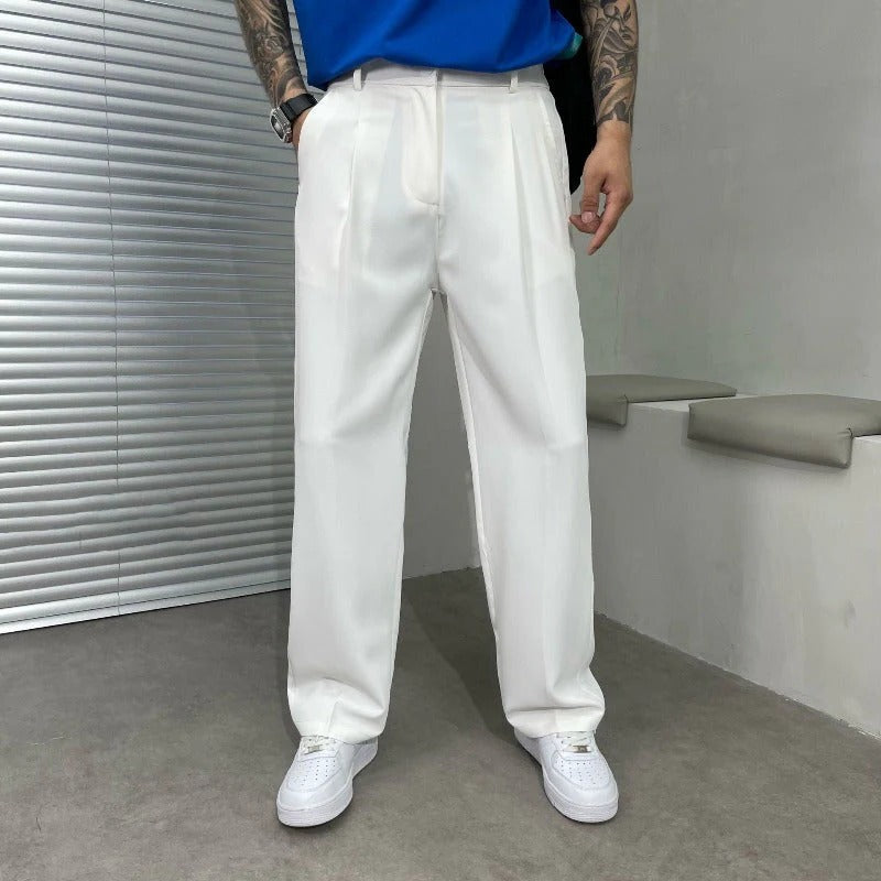 Men’s Wide Leg Pleated Trousers | Modern Relaxed Fit Dress Pants