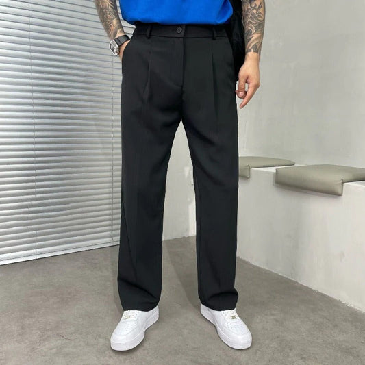 Men’s Wide Leg Pleated Trousers | Modern Relaxed Fit Dress Pants