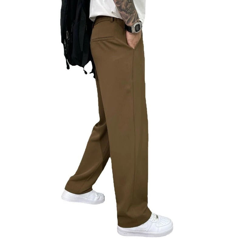 Men’s Wide Leg Pleated Trousers | Modern Relaxed Fit Dress Pants