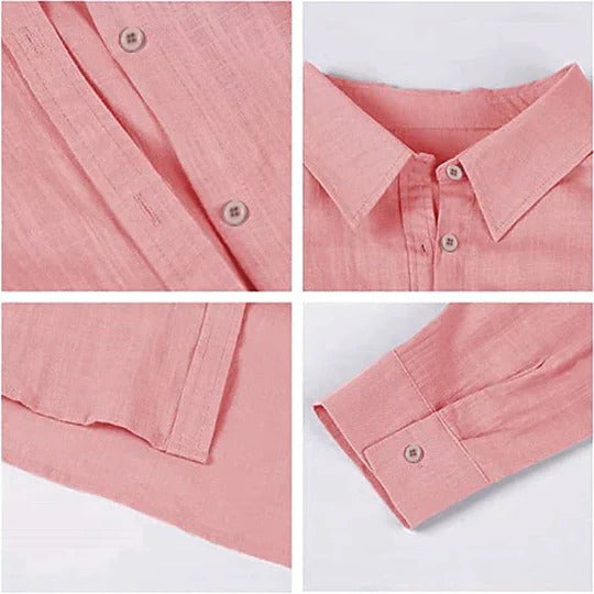 Casual Linen Shirt for Men | Long Sleeve Button Up Beach Fit