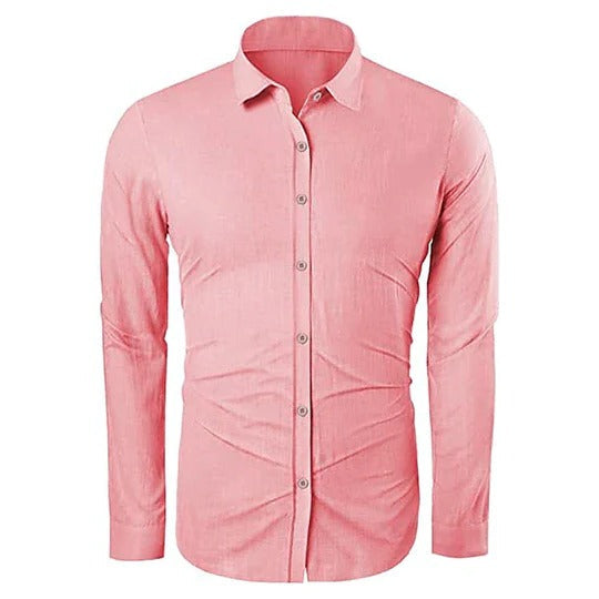 Casual Linen Shirt for Men | Long Sleeve Button Up Beach Fit