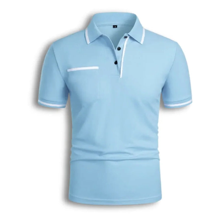 Modern Polo Shirt for Men | Short Sleeve Zip Collar Slim Fit