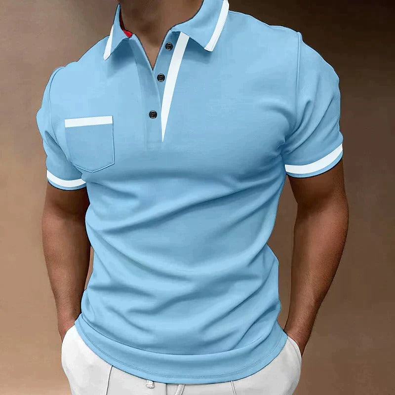 Modern Polo Shirt for Men | Short Sleeve Zip Collar Slim Fit