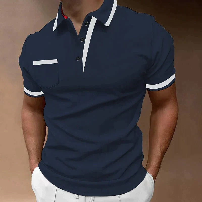 Modern Polo Shirt for Men | Short Sleeve Zip Collar Slim Fit