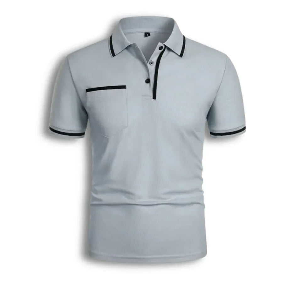 Modern Polo Shirt for Men | Short Sleeve Zip Collar Slim Fit