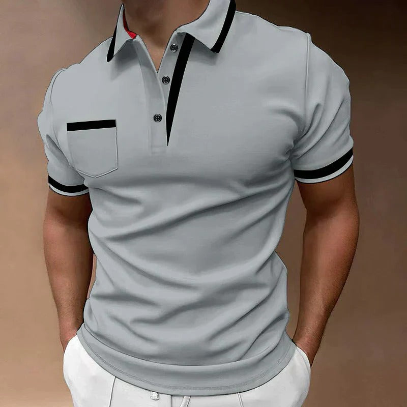 Modern Polo Shirt for Men | Short Sleeve Zip Collar Slim Fit