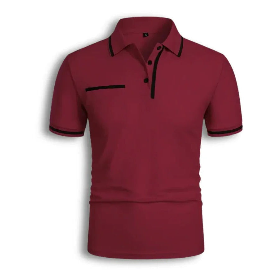 Modern Polo Shirt for Men | Short Sleeve Zip Collar Slim Fit