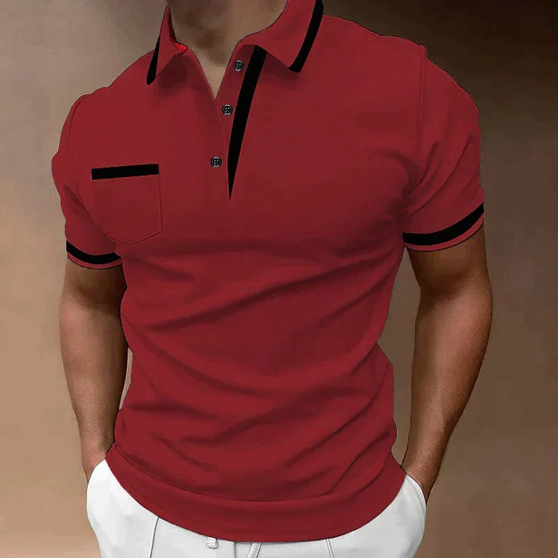 Modern Polo Shirt for Men | Short Sleeve Zip Collar Slim Fit