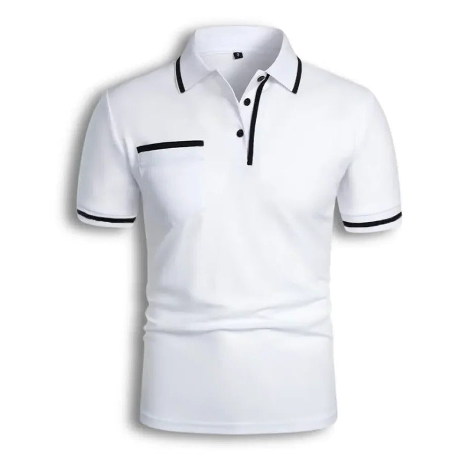 Modern Polo Shirt for Men | Short Sleeve Zip Collar Slim Fit