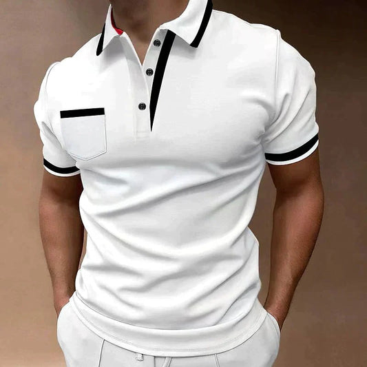 Modern Polo Shirt for Men | Short Sleeve Zip Collar Slim Fit