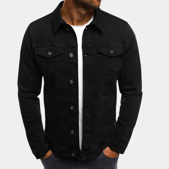 Casual Denim Jacket for Men | Button Front Slim Fit Trucker Style