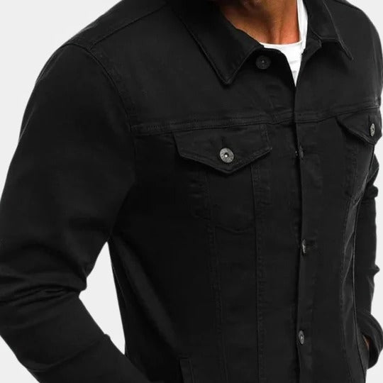 Casual Denim Jacket for Men | Button Front Slim Fit Trucker Style