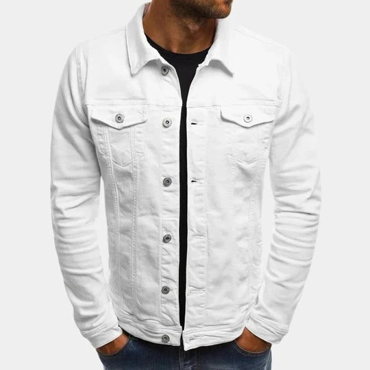 Casual Denim Jacket for Men | Button Front Slim Fit Trucker Style