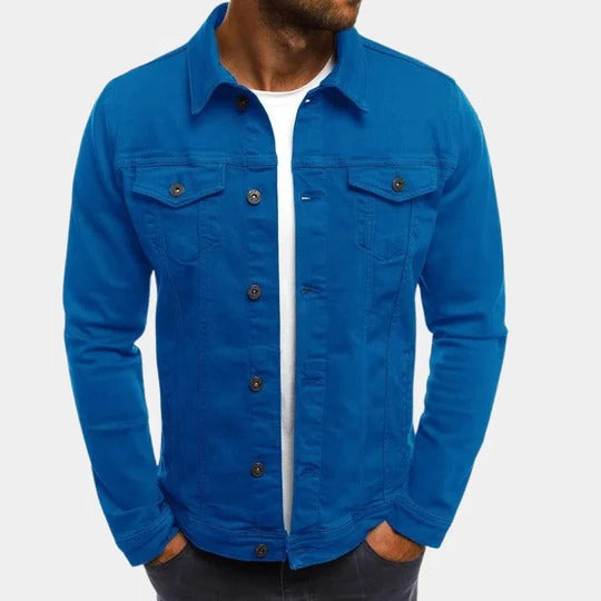 Casual Denim Jacket for Men | Button Front Slim Fit Trucker Style