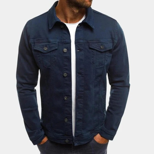 Casual Denim Jacket for Men | Button Front Slim Fit Trucker Style