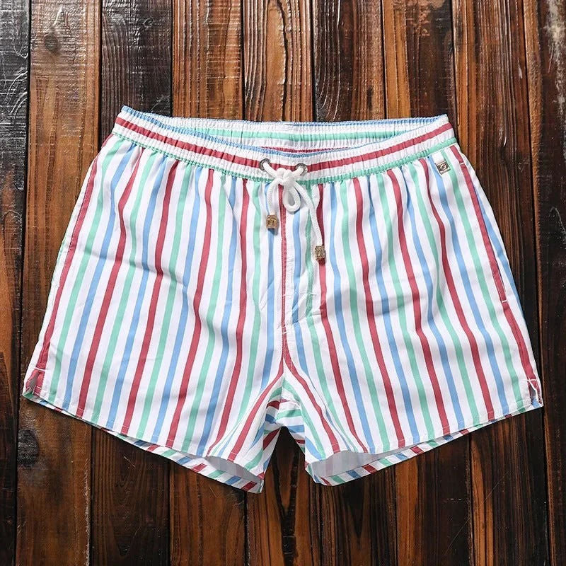 Men’s Striped Beach Shorts | Lightweight Summer Drawstring Shorts