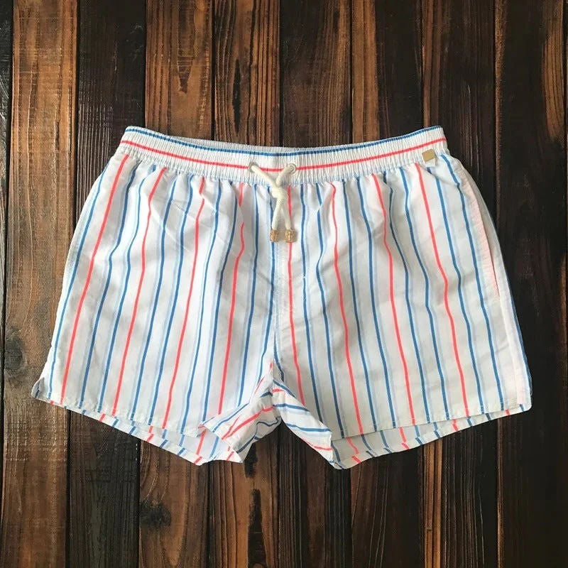 Men’s Striped Beach Shorts | Lightweight Summer Drawstring Shorts