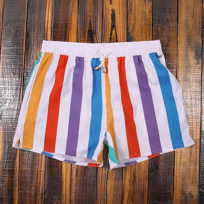 Men’s Striped Beach Shorts | Lightweight Summer Drawstring Shorts