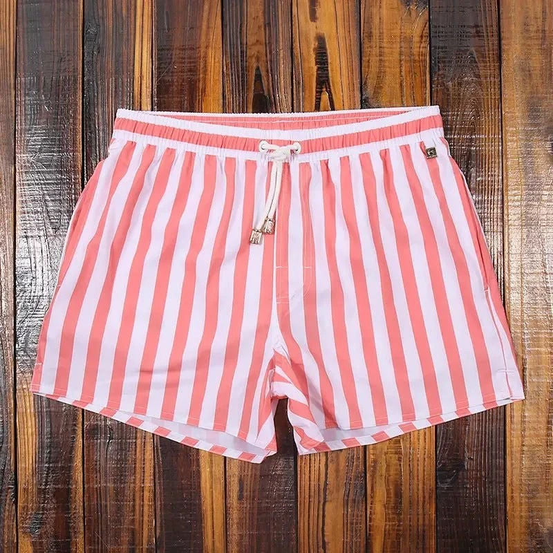 Men’s Striped Beach Shorts | Lightweight Summer Drawstring Shorts